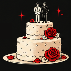 Wedding cake with two grooms on top